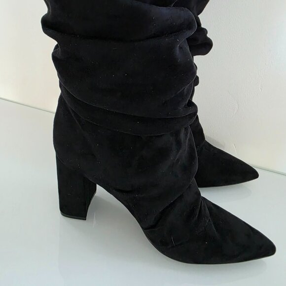 Marc Fisher Black Suede Slouch Boots Size 8M ๐ขโจ - Picture 4 of 16